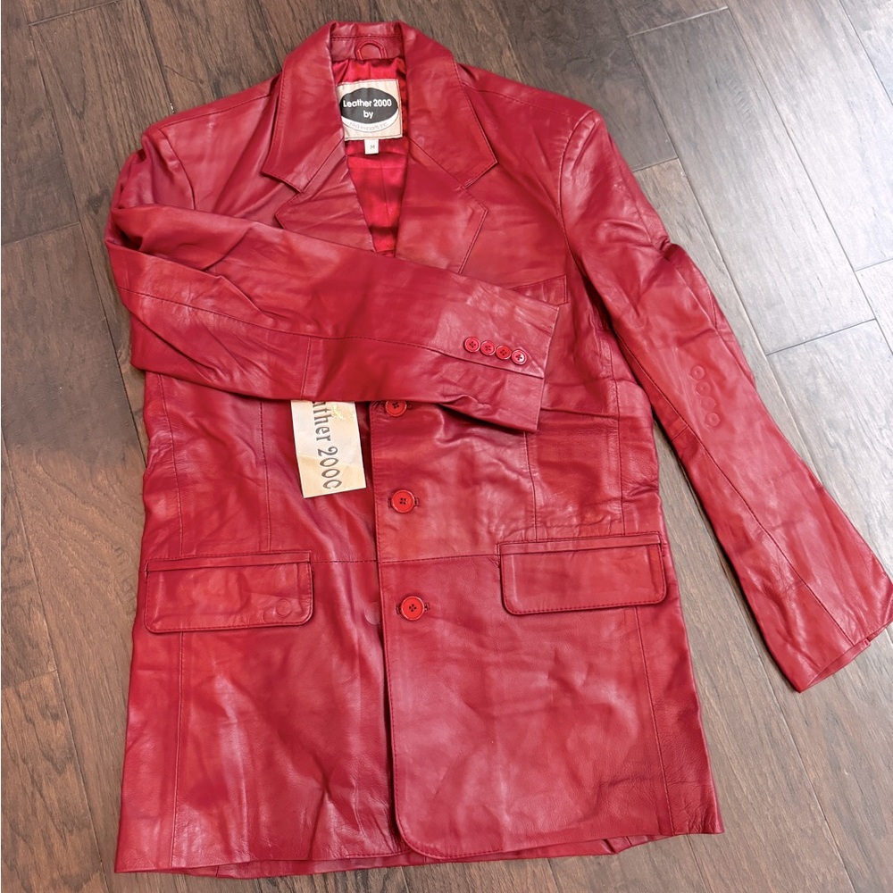 Deep Maroon genuine leather blazer